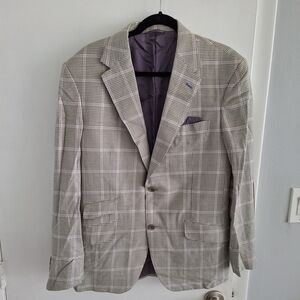 Gray Sport Coat with Windowpane Pattern